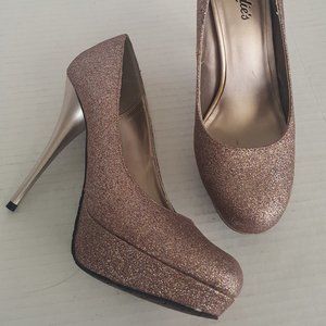 CANDIES Gold Metallic Platform HEELS Sz 10 5" NEW Party Shoes
